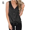 thumbnail image 1 of Chaleco Con Cuello En V Sin Mangas Con Lazo Al Frente Camiseta Mujer Verano Botón Top, Gris, S Speravity AP002390-05, 1 of 7