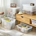 thumbnail image 4 of Cqxid Home Textile Storage Under $30 Transparent Storage Box Plastic Storage Frosted Toy Organizer Living Room Bedroom Closet Storage Box With Lid Organizer, 4 of 6