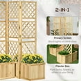 thumbnail image 4 of Outdoor Planter Privacy Screen, Freestanding Tri-fold Wood Raised Garden Bed with Trellis for Climbing Plants, Three 65" H. Panels for Patio, Backyard and Gazebo (Natural Wood Color), 4 of 7