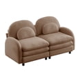 thumbnail image 6 of Teddy Fabric Cloud Loveseat Sofa - Curved Backrest with Lumbar Pillows, 2-Seater Modular Couch with Double-Layer Cushion, Camel, 6 of 13
