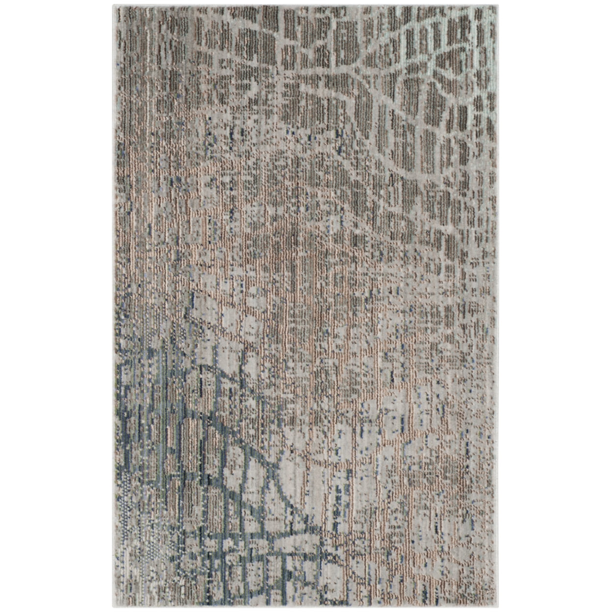 SAFAVIEH Valencia Nurten Abstract Polyester Area Rug, Grey/Multi, 3' x 5'