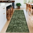 thumbnail image 5 of Garvee 2'x6' Vintage Runner Rug, Non Slip Machine Washable Traditional Persian Rug, Low Pile Boho Floral Rugs Carpet for Hallway Kitchen Entryway Bedroom, Green, 5 of 7