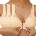 thumbnail image 5 of HNMKIU 3PC Women's Front Side Buckle Lace Edge Without Steel Ring Movement Seamless Gathering Adjustment Yoga Sleep Large Bras For Women D-Beige,XL, 5 of 5