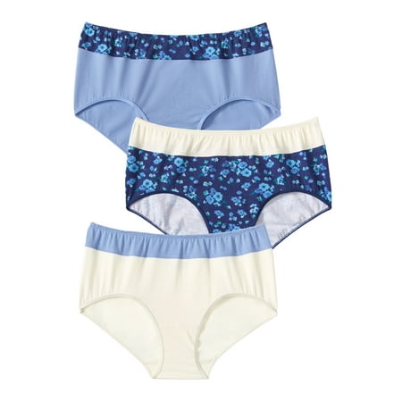 

Comfort Choice Women s Plus Size 3-Pack Color Block Full-Cut Brief Underwear