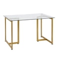 thumbnail image 4 of Homycasa Slip 47" Metal and Glass Dining Table with Metal Frame in Clear/Gold, 4 of 5
