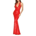 thumbnail image 3 of Women's Halter Neck Backless Maxi Dress Evening Gowns High Slit Prom Dress Elegant Formal Evening Gown Cocktail Dresses, 3 of 4