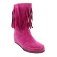 thumbnail image 2 of Daniela Fargion Fuschia Suede Mid Calf Low Wedge Heel Boots-9 for Womens, 2 of 4