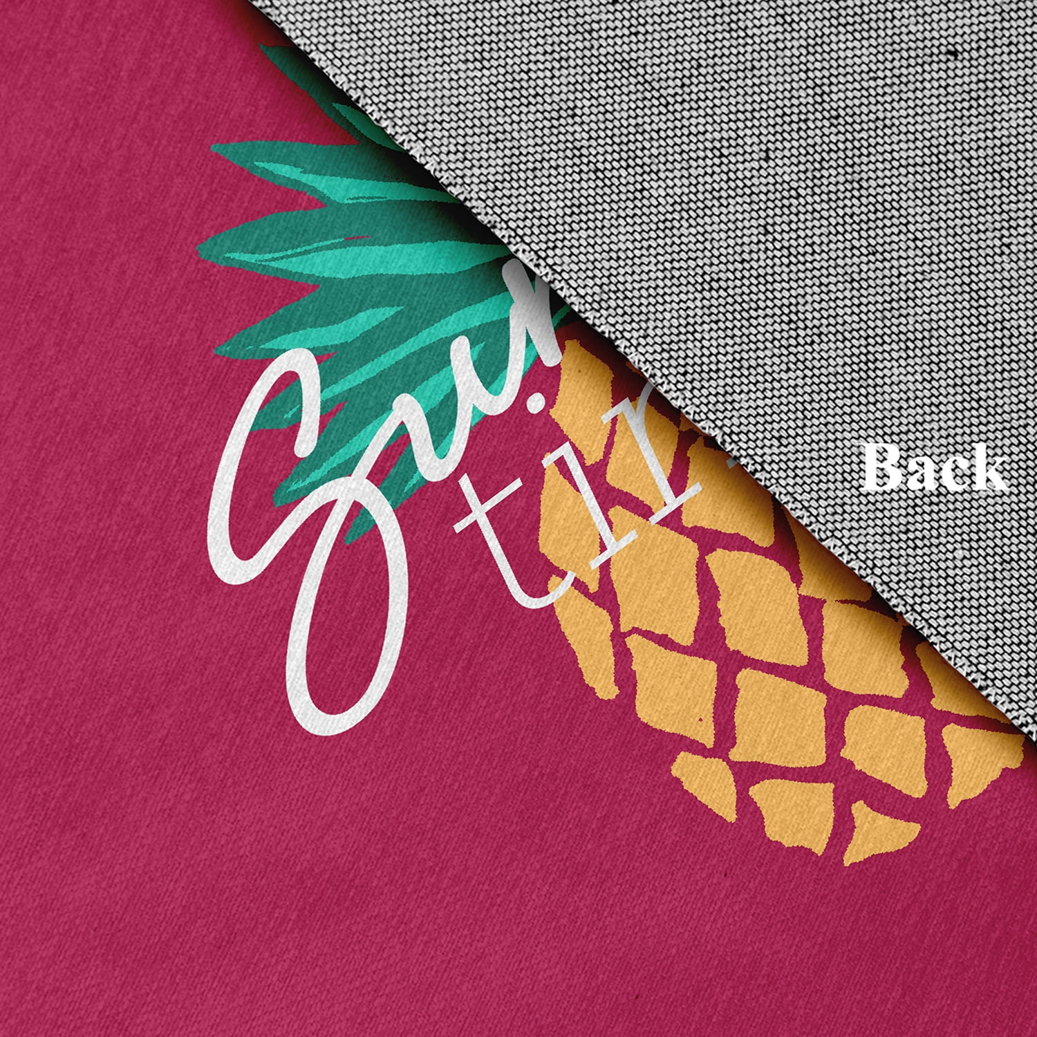 24" 36" Simply Daisy Summer Time Pineapple Tropical Chenille Area Rug, Lipstick Pink