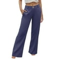 thumbnail image 1 of Pantalones palazzo de cintura alta para mujer - Pierna ancha, bolsillos - Informal/Mezcla de lino - Pantalones de moda - S-XXL, 1 of 5