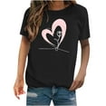 thumbnail image 4 of Valentine's Day Shirt Women Cute Print Short Sleeve Casual Pullover Tops Graphic Basic Blouses Tees (XL, B Black), 4 of 5