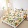 thumbnail image 4 of Feelyou Giraffe Elephant Tiger Bed Sheets, Kawaii Zebra King Sheets, Jungle Wildlife Animal Sheet Set, Luxury Bedroom Decor, 4-Piece, 4 of 7