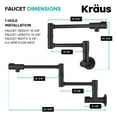 thumbnail image 6 of KRAUS Bolden 2 Handle Wall Mount Pot Filler Faucet with Retractable Arm in Matte Black, 6 of 7