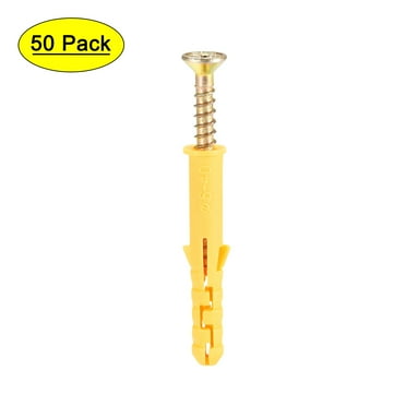 6x40mm Expansion Pipe with Screws Plastic Yellow 50 Pack