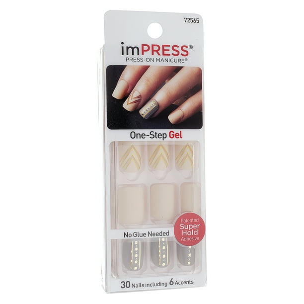 Impress Shocking, Press on Artificial Nails, 30 Nails, 6 Accents