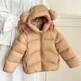 thumbnail image 4 of IVEYRTF Childrens Solid Color Hooded Jacket Warm Thick Zipper Coat Casual Comfortable Long Sleeve Outdoor Winter Wear for Kids Boys Girls Daily Play(Khaki,3-4 Years), 4 of 6