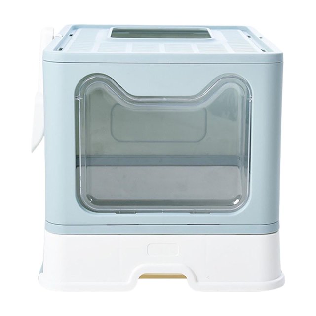 NEW Collapsible Upgrade Portable Litter Tray with Cat Litter Shovel Top Entry Cat Litter Tray Easy Cleaning Cat Litter Enclosure Foldable Entry Top Tray Drawer Type Enclosed