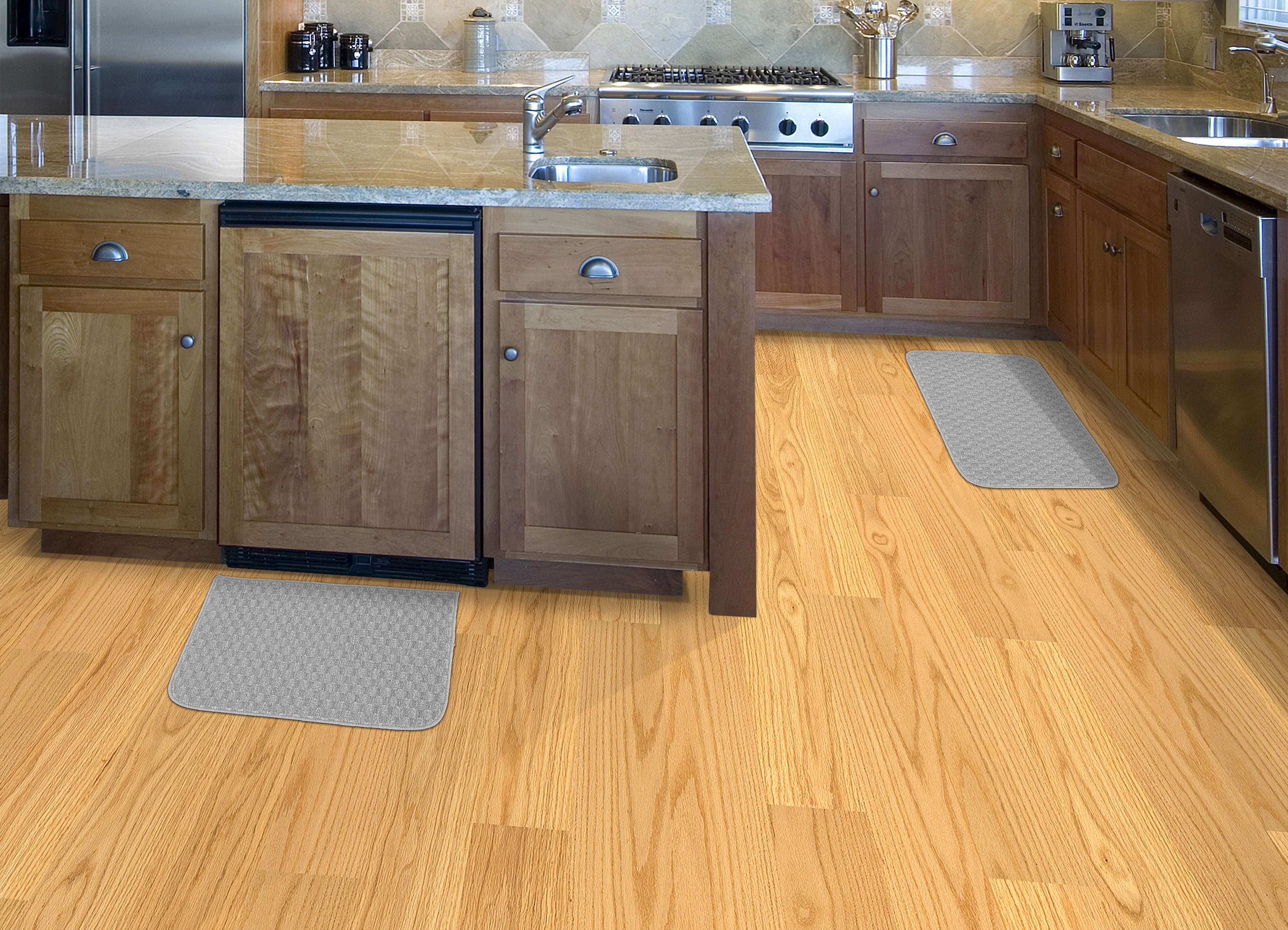 Garland Rug Town Square Silver Kitchen Rug Set, 2 Piece Sliced Set (18"x28" Sliced, and 18"x28")