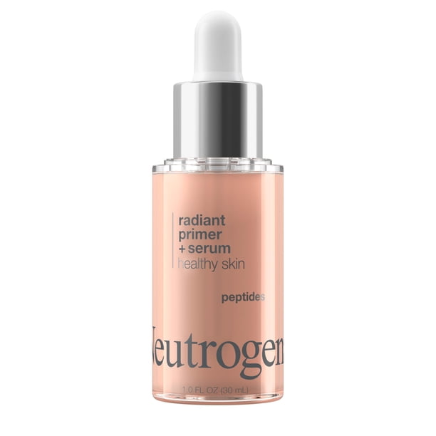 Neutrogena Healthy Skin Radiant Booster Primer & Serum, Skin-Evening Serum-to-Primer con péptidos y pigmentos perlados, iguala el aspecto del tono de la piel y suaviza la textura, 1.0 f