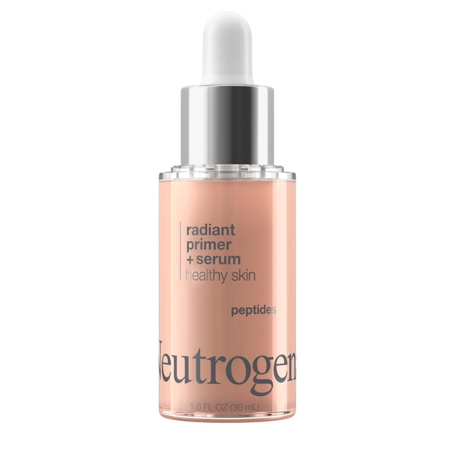 Neutrogena Healthy Skin Radiant Booster Primer & Serum, Skin-Evening Serum-to-Primer con péptidos y pigmentos perlados, iguala el aspecto del tono de la piel y suaviza la textura, 1.0 f