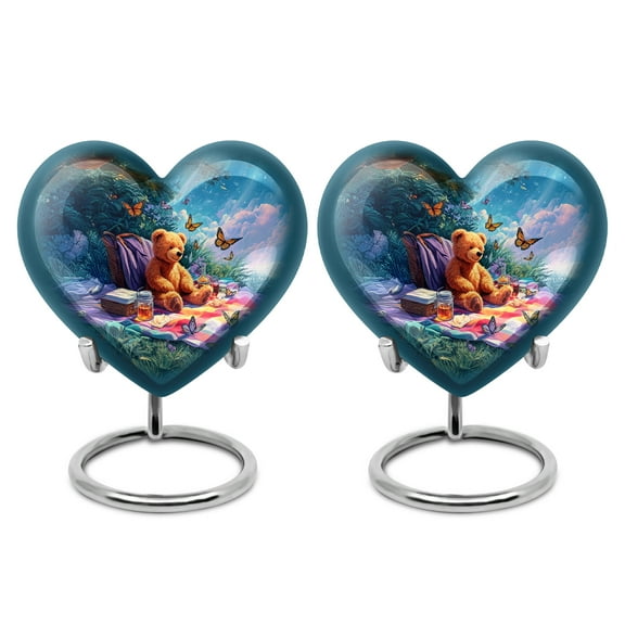 SABURIAL Teddy Bear Urn - Funeral Urn - Small Urns For Ashes Adult Male - Keepsake Cremation Urns For Women & Men - 3 Inch Set Of 2