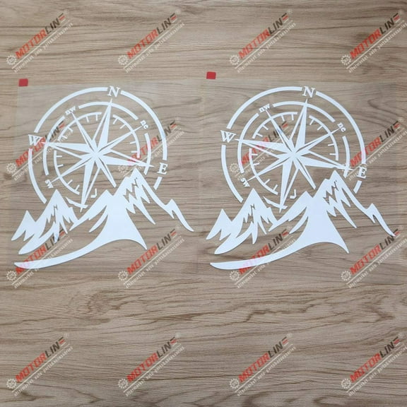 2X White 8" 4X4 Off Road Decal Sticker Mountain Compass Car Vinyl fit for Jeep Ford Chevy etc
