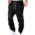thumbnail image 4 of BiZtdJrK Men Solid Sweatpants Drawstring Elastic Waist Casual Fall Jogger Pants Loose Fit Lounge Trousers with Pockets Black XL, 4 of 10