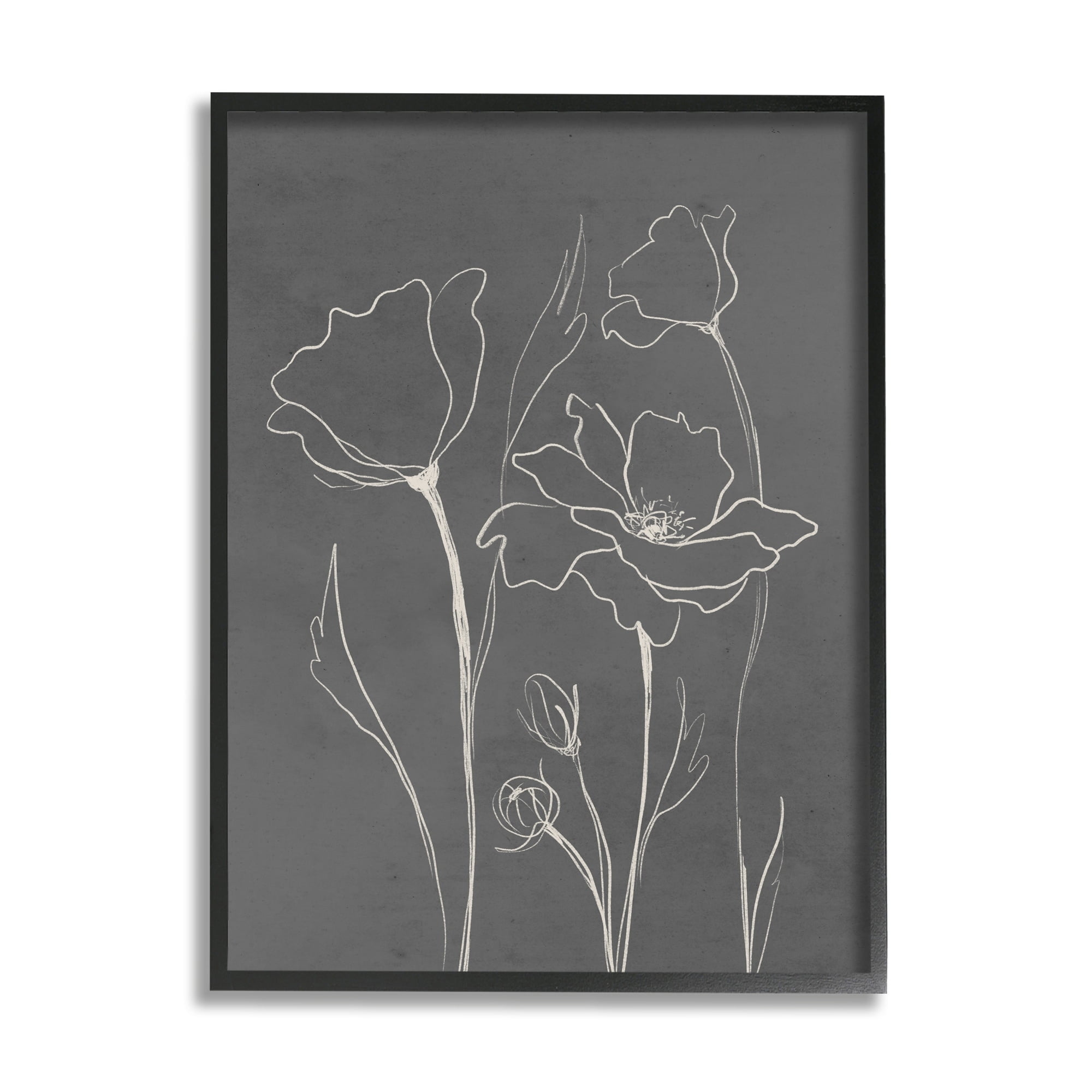 Stupell Industries Blooming Flower Buds Casual Grey Line Doodle Graphic Art White Framed Art Print Wall Art, Design by Elizabeth Medley