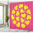 thumbnail image 5 of Ambesonne Rubber Duck Shower Curtain, Bubbles Hot Pink, 69"Wx75"L, Yellow Pink, 5 of 5