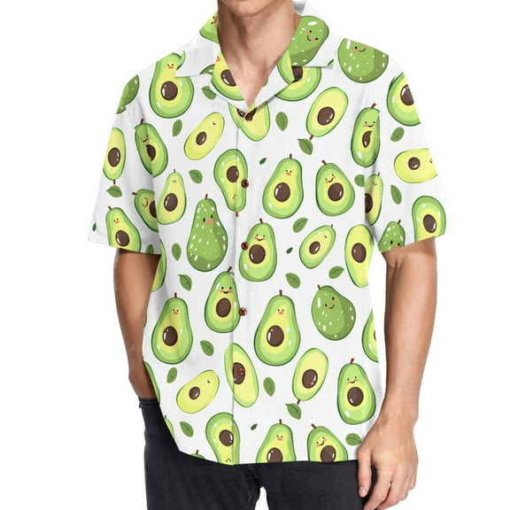 joogoo Men's Hawaiian Shirt Avocado Short Sleeve Casual Button Down Shirts M