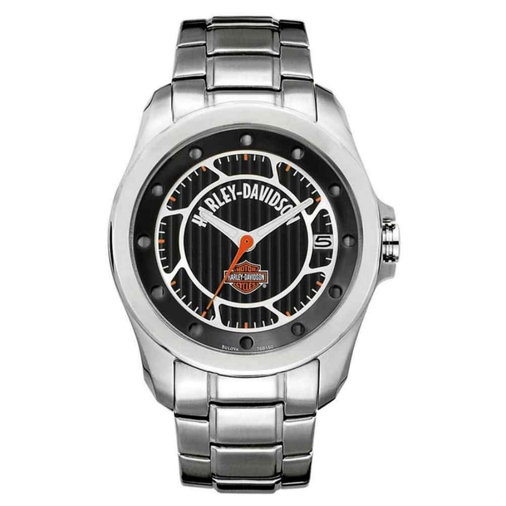 HarleyDavidson HarleyDavidson Men's Wheel Black Dial Stainless