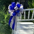 thumbnail image 3 of Royal Blue & Silver Pull Bows with Tulle Tails - 8" Wide, Set of 6, Wedding Pew Bows, Reception, 3 of 3