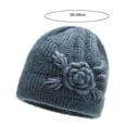 thumbnail image 6 of Skymirror Autumn Winter Women Knitted Hat Flower Solid Color Brimless Dome Windproof Thickened Plush Lining Beanie Hat Streetwear, 6 of 8