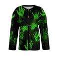 thumbnail image 4 of IYYVV Womens Halloween Cardigan Sweaters Ghost Print Button up Cardigans Fall Winter Warm Sweater Coats Green S, 4 of 6