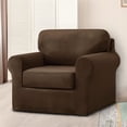 thumbnail image 4 of JIAN YA NA Stretch Velvet Sofa Cover with Separate Cushion Slipcover (Brown, 1 Seater-3 Pieces), 4 of 12