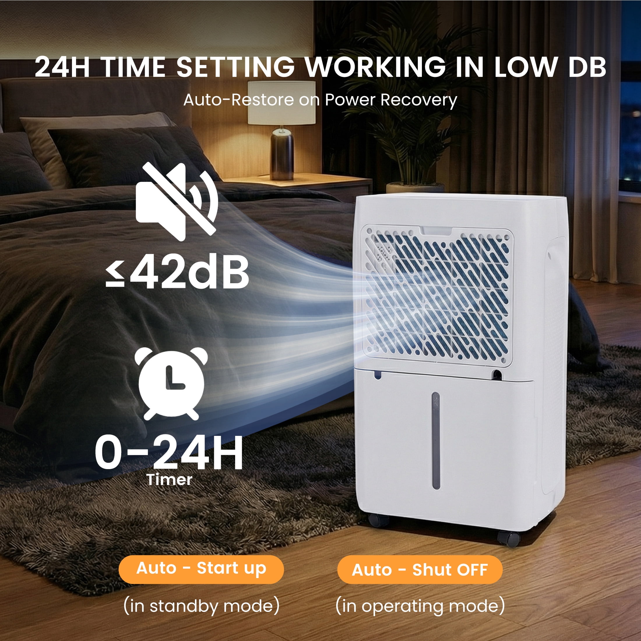 SHOUFTW 30 Pint Dehumidifier for Basement, Large Room & Home, 70 oz Water Tank, Auto Drain, Auto Shut-Off, Smart Humidity Control, Quiet Portable Dehumidifier