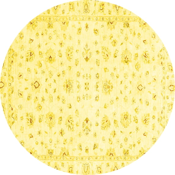 Ahgly Company Indoor Round Oriental Yellow Traditional Area Rugs, 8' Round