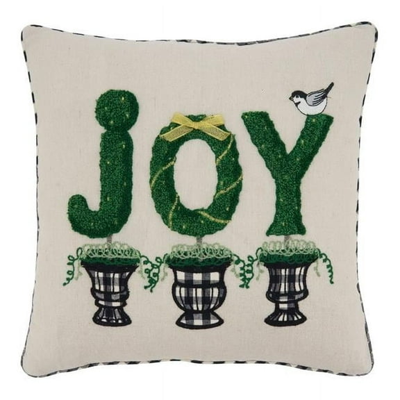 SARO 9751.N18SC 18 in. Square Natural Topiary Joy Design Pillow Cover