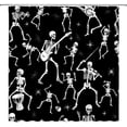 thumbnail image 2 of Halloween Shower Curtain Black Alchemy Skull Skeleton Ghost Pumpkin Magic Witch Witchcraft Moon Star Gothic Spooky Halloween Fabric Bathroom Decor Curtain with Hooks, 2 of 3