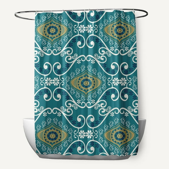 Simply Daisy Illuminate Polyester Shower Curtain, Teal