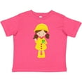 thumbnail image 3 of Inktastic Girl in Raincoat, Boots, Brown Hair, Frog Girls Toddler T-Shirt, 3 of 5