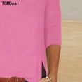 thumbnail image 4 of TGMDaai 3/4 Sleeve Tops for Women Summer Crewneck Blouses Side Split Solid Color Tunic Tops, 4 of 5