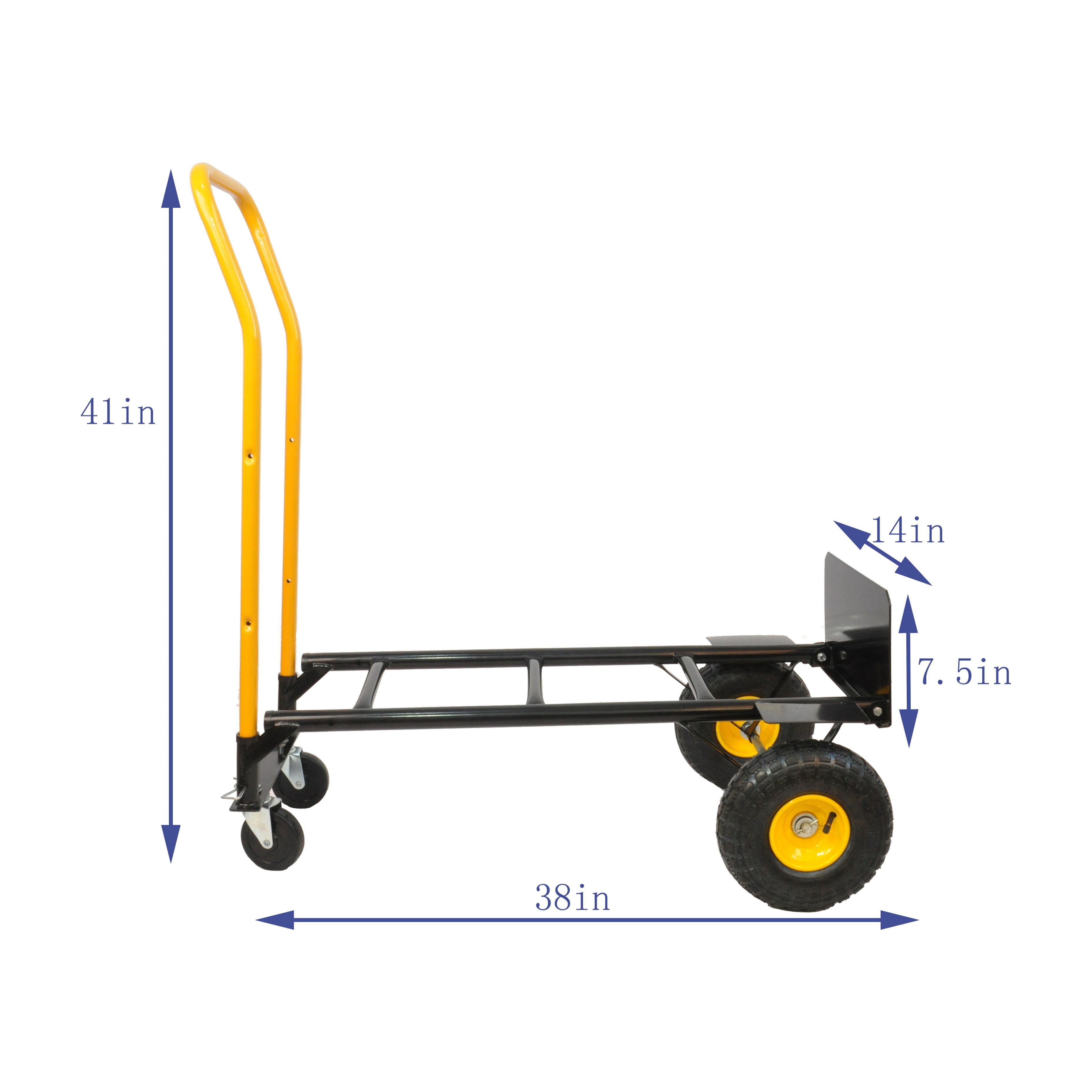 Heavy Duty Hand Truck & 4 Wheel Push Cart 330 Lbs Capacity Swivel Wheels