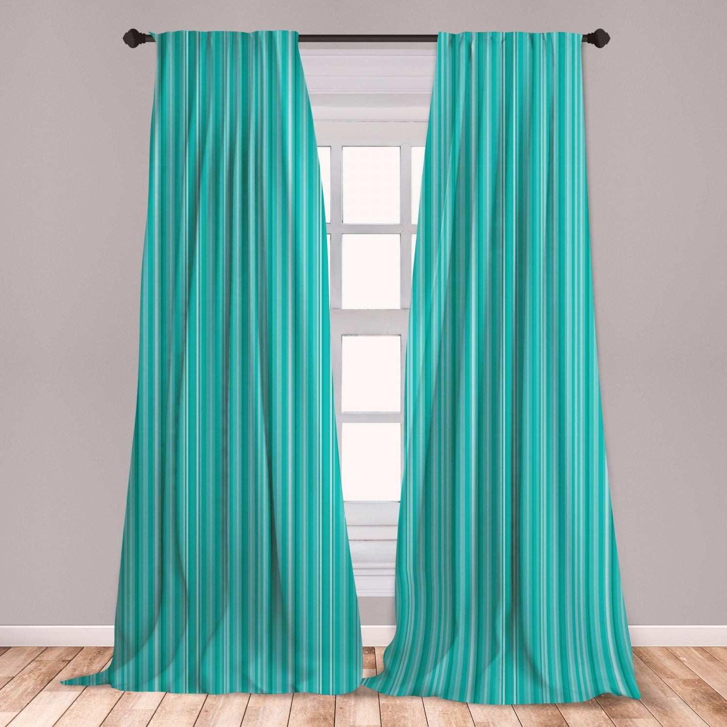aqua ruffled window curtains