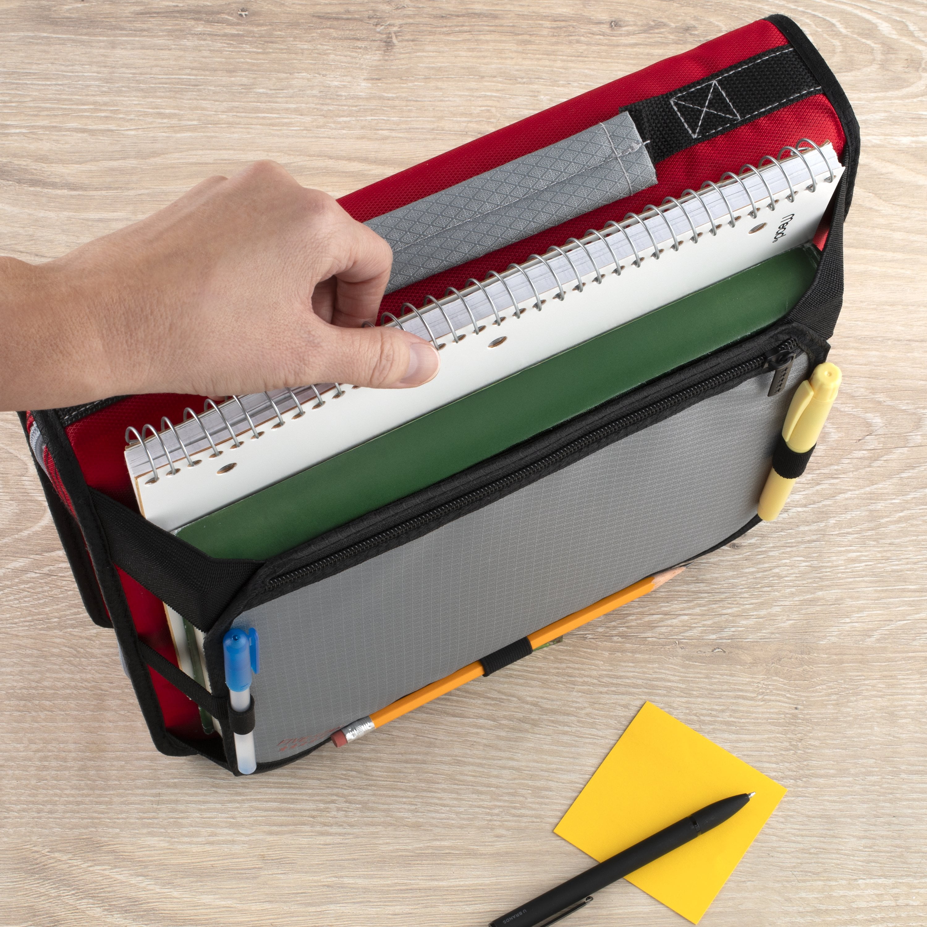 Five Star 2" Red Expanding Zipper Expansion Panel Binder with 5-Tab File System