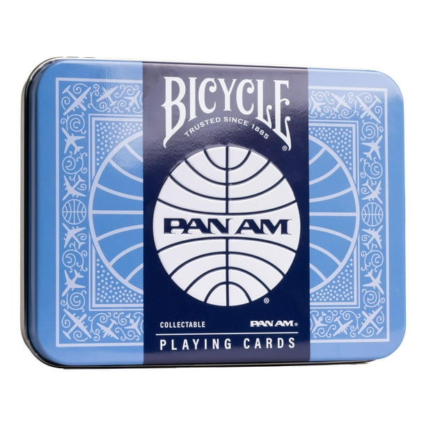 Juego de cartas para bicicleta Pan Am Air, paquete de 2 con caja de viaje