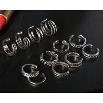 MUSEYA 12Pcs Silver Alloy Adjustable Toe Rings Jewelry Foot Retro Style for Women