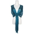 thumbnail image 3 of Chales y envolturas para mujeres Inspire Chic para vestidos de noche, brillante, chispeante y elegante con hebilla 74.8x17.7" (LxA) Azul Pavo Real (Azul Pavo Real), 3 of 6