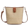 thumbnail image 2 of Spencer Women Beach Purse Straw Woven Crossbody Shoulder Bag Casual Messenger Bag Fashion Buckets Handbag (Brown), 2 of 11