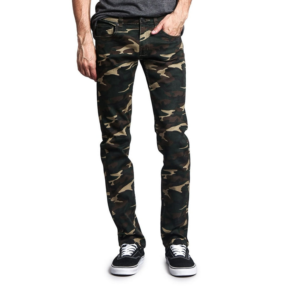 G-Style USA - Victorious Mens Camouflage Skinny Fit Jeans AR169 - KHAKI ...