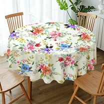 Waterproof Floral Tablecloth, Summer Tablecloth, Round 60 inch, Fabric Table Cloth for Dining, Holiday, Parties, Picnic, indooor, Outdoor use